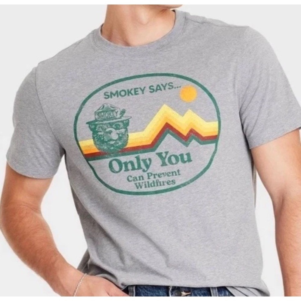 Goodfellow & Co Men's Short Sleeve Graphic Tee Shirt LARGE Smokey The Bear Says - Picture 2 of 2